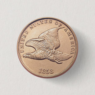 Vintage Flying Eagle Penny Button