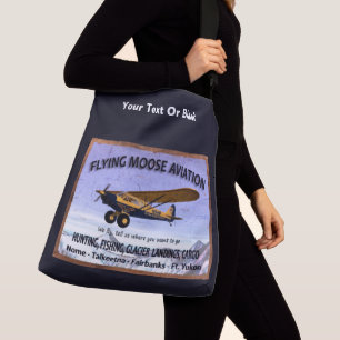 Vintage Flying Moose Aviation Schild Tragetaschen Mit Langen Trägern