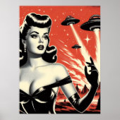 Vintage-Flying-Saucer-Pin-up Poster (Vorne)