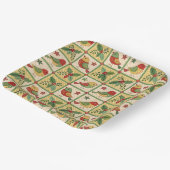Vintage Folk Art Christmas Bird Holly Pattern  Pappteller (Gewinkelt)