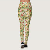 Vintage Folk Art Christmas Birds & Holly Berry Leggings (Rückseite)