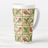 Vintage Folk Art Christmas Birds & Holly Berry Milchtasse (Rechte Ecke)