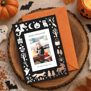 Vintage-Folk-Art-Halloween Folien Feiertagskarte