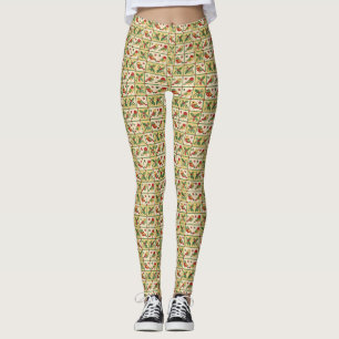 Vintage-Folk-Art-Weihnachtsvögel & Stechpalmen-Bee Leggings