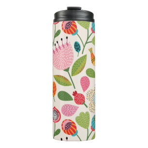 Vintage Folk-Blume Thermosbecher