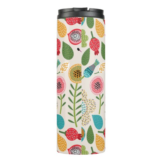 Vintage Folk-Blume Thermosbecher (Rückseite)