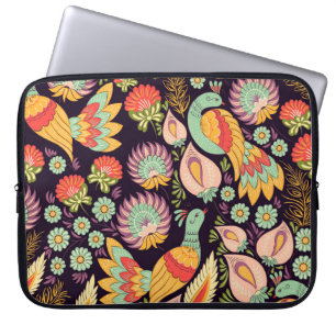 Vintage Folk Floral Birds Ornament Laptopschutzhülle