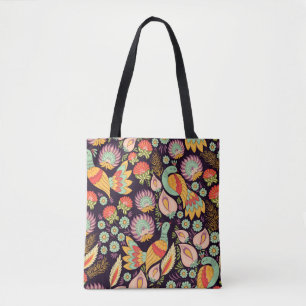 Vintage Folk Floral Birds Ornament Tasche