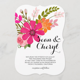 Vintage Folklore-Blumenfahnen-Band-Hochzeit Einladung