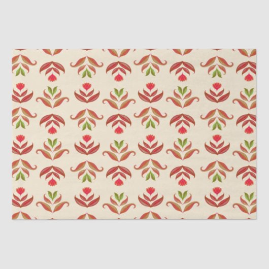 Vintage Folklorekunst Floraldruckerei Gemütlicher  Seidenpapier (Vorderseite)