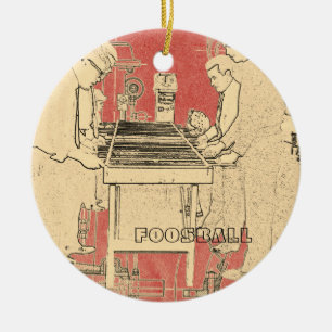 VINTAGE FOOSBALL FUSSBALL FOTO KUNST TISCHFUSSBALL KERAMIK ORNAMENT