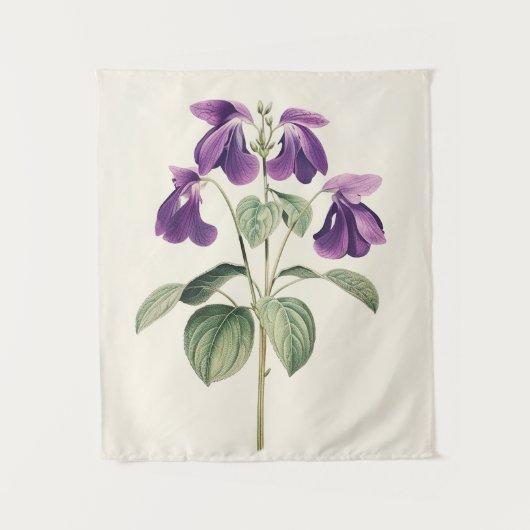 Vintage Foot Violet Botanische Blume Wandteppich (Vorderseite)
