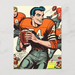 Vintage Football-Comic Postkarte