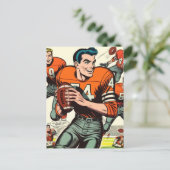Vintage Football-Comic Postkarte (Stehend Vorderseite)