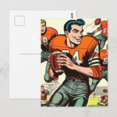 Vintage Football-Comic Postkarte (Vorne/Hinten)