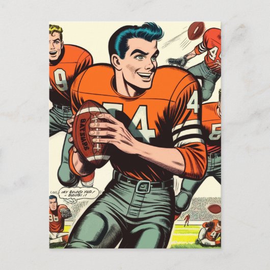 Vintage Football-Comic Postkarte (Vorderseite)