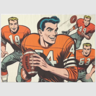 Vintage Football-Comic Seidenpapier