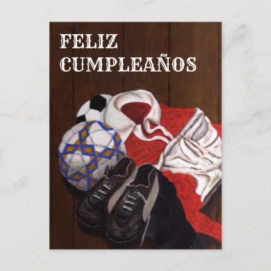 Vintage Football Soccer FELIZ CUMPLEAÑOS Card Postkarte (Vorderseite)