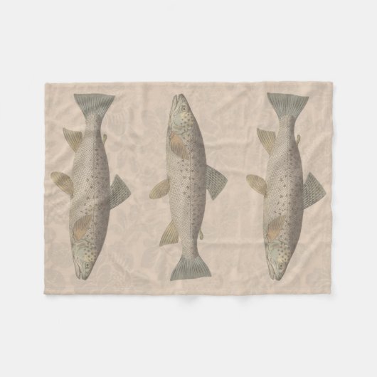 Vintage Forelle Fleecedecke (Vorderseite (Horizontal))