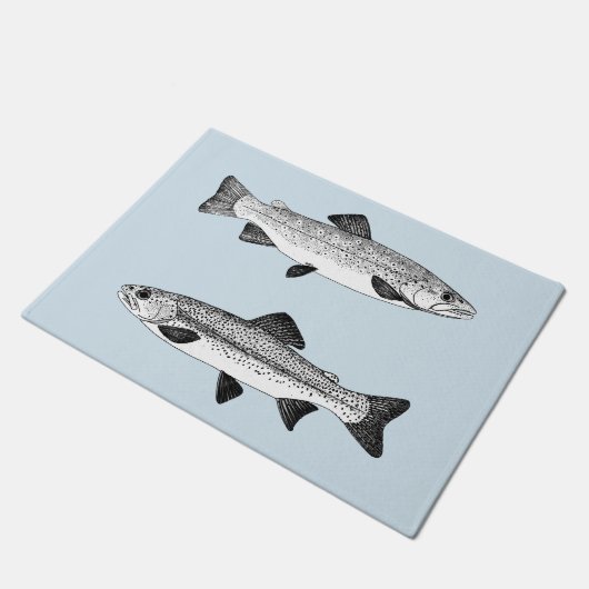 Vintage Forelle - Frischwasserfischen Fußmatte (Schrägansicht)