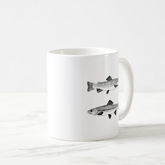 Vintage Forelle-Kunst Kaffeetasse (VorderseiteRechts)