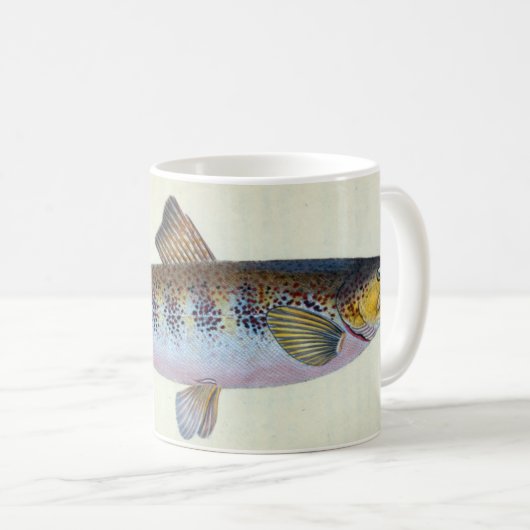 Vintage Forellefisch-Tasse Kaffeetasse (VorderseiteRechts)