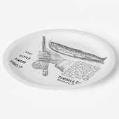 Vintage Forellenfischerei und Circa 1890er Pappteller (Schrägansicht)