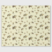 Vintage Forellenfliege Fischen Theme Muster Geschenkpapier (Flach)