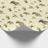 Vintage Forellenfliege Fischen Theme Muster Geschenkpapier (Ecke)