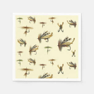 Vintage Forellenfliege Fischen Theme Muster Serviette