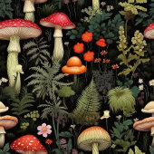 Vintage Forest Blanket Mushrooms & Rustic Style Fleecedecke