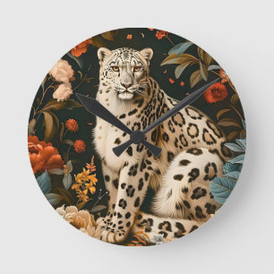 Vintage-Forest-Tiger-Botanischer-Blumengarten Runde Wanduhr