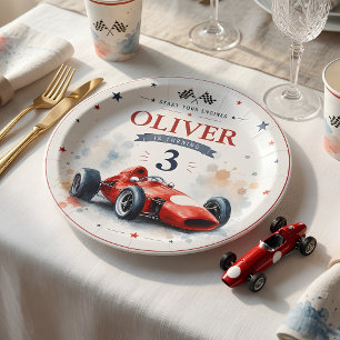 Vintage-Formel-Rennwagen personalisiert Pappteller