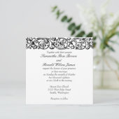 Vintage formelle Schwarz-Weiß-Hochzeit Einladung (Stehend Vorderseite)