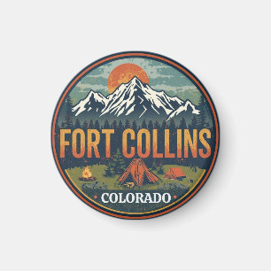 Vintage Fort Collins Colorado Bergcamping Magnet