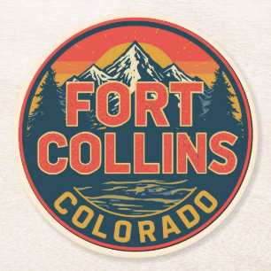 Vintage Fort Collins Colorado Bergwandern Runder Pappuntersetzer