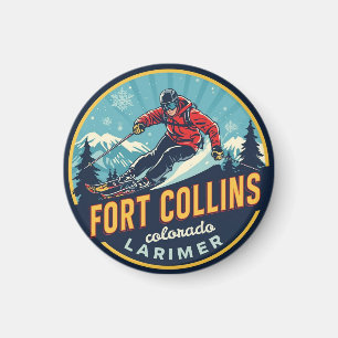 vintage fort colllins colorado mountain skiing gif magnet
