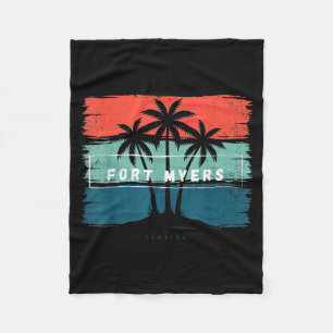 Vintage Fort Myers Florida Strand Palmenbaum Sonne Fleecedecke