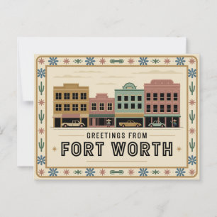 Vintage-Fort-Worth-Postkarte Grüße Postkarte