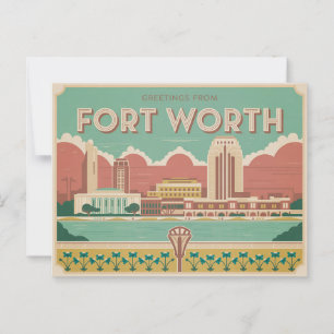 Vintage-Fort-Worth-Postkarte Grüße Postkarte
