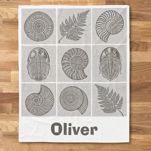 Vintage Fossilien- und Farnmuster Fleecedecke