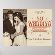 Vintage-Foto 50. Hochzeitstag Willkommen