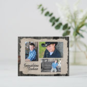 Vintage Foto-Abschluss-Mitteilung des Holz-drei Einladung (Stehend Vorderseite)