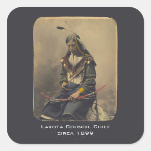 Vintage-Foto des Lakota-Indianerhäuptlings Native Quadratischer Aufkleber