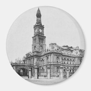 Vintage-Foto des Rathauses von Sydney um 1898 Magnet