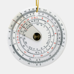 Vintage-Foto eines kreisförmigen Rechenschiebers Keramik Ornament