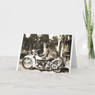 Vintage-Foto eines Polizeibeamten auf dem Motorrad Karte