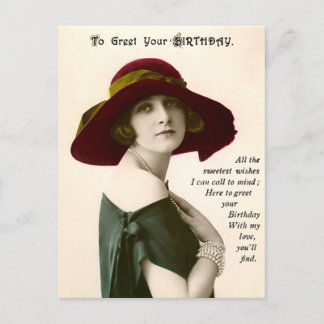 Vintage-Foto Frau zum Grüßen Ihres Geburtstags Postkarte