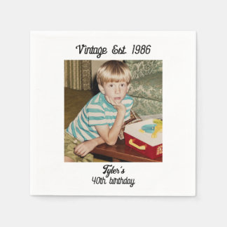 Vintage-Foto Geburtstag Personalisiert Serviette