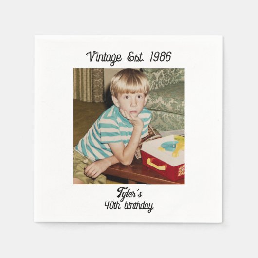 Vintage-Foto Geburtstag Personalisiert Serviette (Vorderseite)